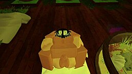 This slut with big tits and ass gets fucked hard by monster cock in wild Roblox action scene.