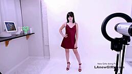 simply STUNNING model takes hardcore FUCKING and cum swallow on sofa during casting interview