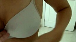 Real cuckold husband my wife masturbates while chatting with her lover on beach.