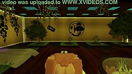 This slut with big tits and ass gets fucked hard by monster cock in wild Roblox action scene.