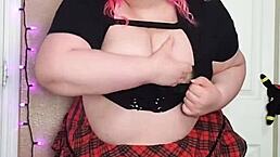 Hairy bbw skips panties to spread big pussy lips and show wet beaver in solo fetish close-up