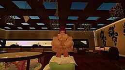 This slut with big tits and ass gets fucked hard by monster cock in wild Roblox action scene.