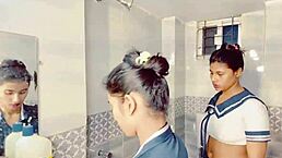 Hey, check out these two sexy girls sharing a dick in desi sex action! 🔥