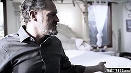 Stepdaddy suggests his young blonde stepdaughter suck his big cock. She eagerly complies with deepthroat skills leading to intense fucking in doggystyle.