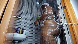 Big Booty Black Beauty Gets Creampie In Steamy Shower Sex. Ebony Wife Swallows Cum After Wet Doggystyle Pounding.