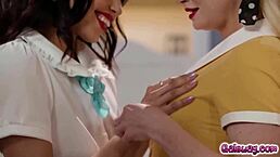 waitress serene siren says she wants more with customer alexis tae so they kiss while dancing