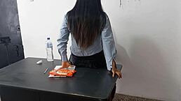 Secretary turns out to be a puta seducing in office for desk sex and standing slow fuck with homemade Latina milf vibe