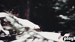 Horny couple enjoyed in a sensual sex at a winter day. 😏 They got all steamy with blowjobs and hairy fun!