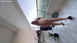 I hired this Brazilian Latina maid who's super naughty and stripped naked without my wife noticing