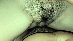 Is this natural bush on my hijastra turning you on with her teen amateur hairy pussy in close-up creampie action?