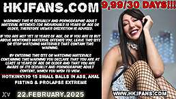 HotKinkyJo stuffs 15 small balls in ass for anal fisting and extreme prolapse.