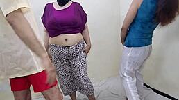 Unique Threesome Anal Fucking of Mother-in-Law Saas and Wife Indian Rough Anal Sex with Big Ass Fun and Moans from Cock