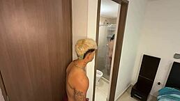 Hermanastro catches me masturbating joins in the shower my stepsister leaves door open I take advantage shove my huge cock in her 😈🍆