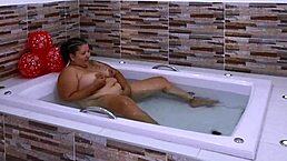 I love how my madrastra rides my big cock in the jacuzzi with deepthroat and squirting.