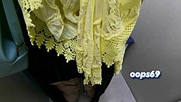 i feel so naughty with my big ass in panties flashing under skirt on bus... secret dick stuck and arab wife liked the voyeur close-up