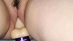 What happens when a handcuffed amateur wife rides a mechanical dildo until she creams with wet pussy orgasm?