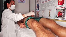 I had an erection in front of the nurse with her licking my big cock and wet pussy play