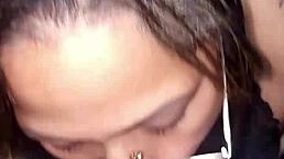 My stepmom gives such a rich blowjob with her mature facial skills on display.