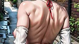 Look at this glamorous AI-generated blonde flashing her pussy outdoors in that sexy upskirt dress!