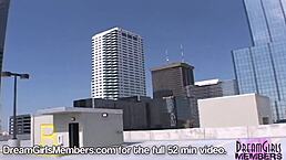 Watch out for risky public nudity! Wild Latina Danielle flashes her shaved pussy and natural tits outdoors in Florida under her skirt.