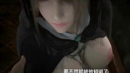 In this Chinese audio custom, she gets fucked by big brother while calling her husband on the phone.