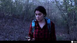 In the forest, a girl gets lost and ends up frozen in time while valentina nappi is facefucked with cum in mouth.