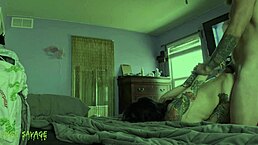 Tatted goth amateur slut makes him cum multiple times inside her tight pussy