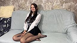 Gave my student stepsister BDSM handcuffs and used her holes!