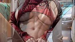 Look at this glamorous AI-generated blonde flashing her pussy outdoors in that sexy upskirt dress!