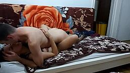 petite brunette college girlfriend enjoys romantic missionary sex with boyfriend in homemade video. she moans passionately during creampie orgasm.