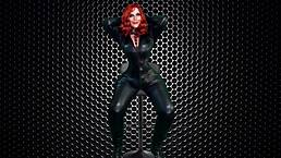 Granny black widow performs cocksucking in avenger slut cosplay with mature bbw.