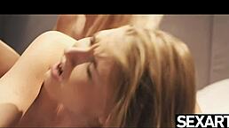 Sexy blonde lesbians eat each others pussy to multiple orgasms