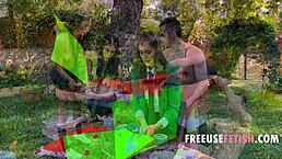 Bookish Teen 18+s In Uniform Get Wild In Outdoor Freeuse Threesome With Doggystyle And Dancing!