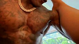 Thick curvy brunette with huge natural tits gags on Jason Luv's massive big black cock in sloppy interracial deepthroat.