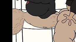 Oh man, this futanari sex trio in the bathroom is wild with anal assfucking and cumshots everywhere