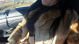 Cheating Wife Goes Fur-Coat Shopping With Husbands Friend For Outdoor Cock Sucking