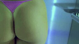 Her doll-like body with big ass and thong lingerie tempts in outdoor public setting