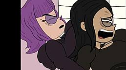 Oh man, this futanari sex trio in the bathroom is wild with anal assfucking and cumshots everywhere