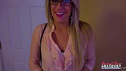 Hey, check out busty blonde Anya as she plays with her wet slit using a dildo.