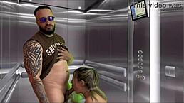 my hot pregnant neighbor gave me a deepthroat blowjob in our condo elevator and i came all over her