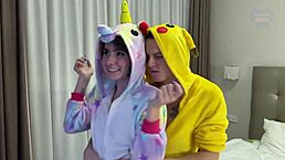 Skinny sexy girlfriend takes intense double penetration and cumshots from friends