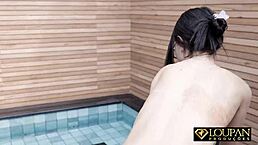 the skinny latina amateur brunette rides cock bareback in anal action from badmelli lp produções production.