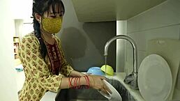 horny indian maid babe feels intense desire during close-up couple work