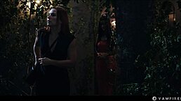 You're My Sex Slave Now, Redhead! Tattooed Dominatrix Commands In Lesbian Vampire Cosplay With Face Sitting And Scissoring.