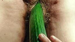 In this casual tale, a hairy German granny stuffs her pussy with a huge cucumber for wild food fetish fun.