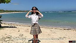 Stranger Fucks Skinny Teen on Beach in Rough Doggystyle with Facial Cumshot