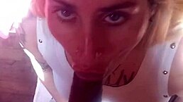 Blonde slut enjoys early morning interracial encounter with big cock leading to cum in mouth