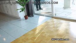 we caught this jerking nerd and pulled him into our interracial foursome with big cock action