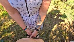 Pleeeeease dont stop... cum inside me now in this rough outdoor creampie!