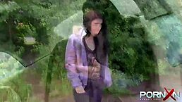 Hey, check out how we picked up lucia love for some outdoor fun with pissing and kissing 😏